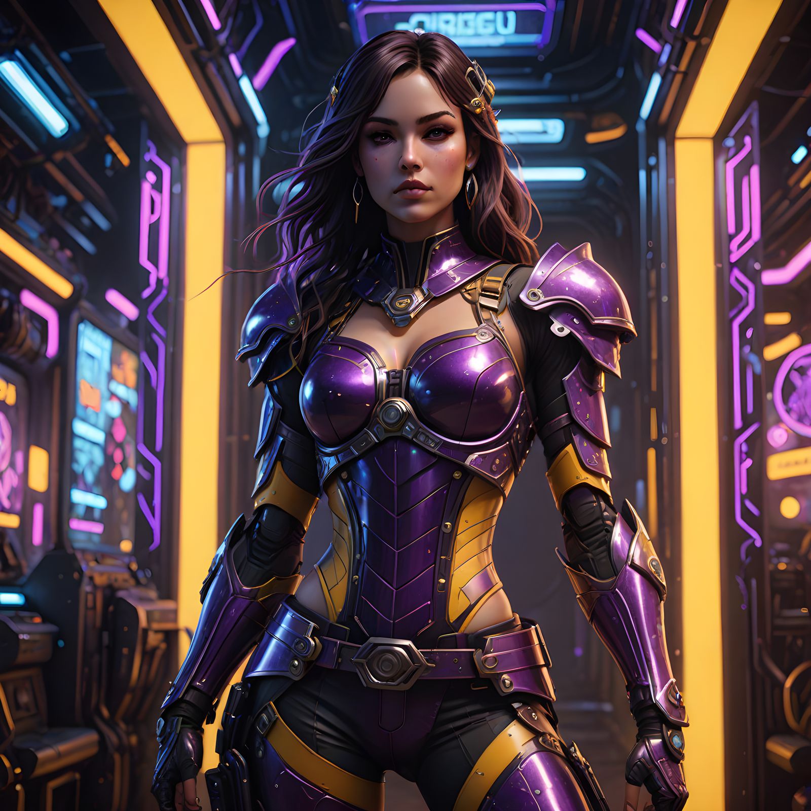 Lady in Vibrant Futuristic Attire