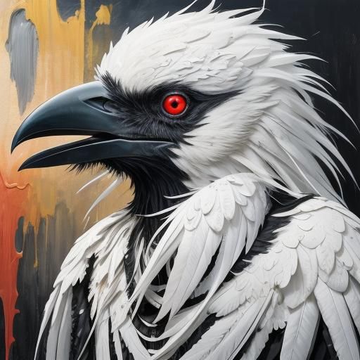 Disturbing White Raven: Gothic Impressionist Masterpiece
