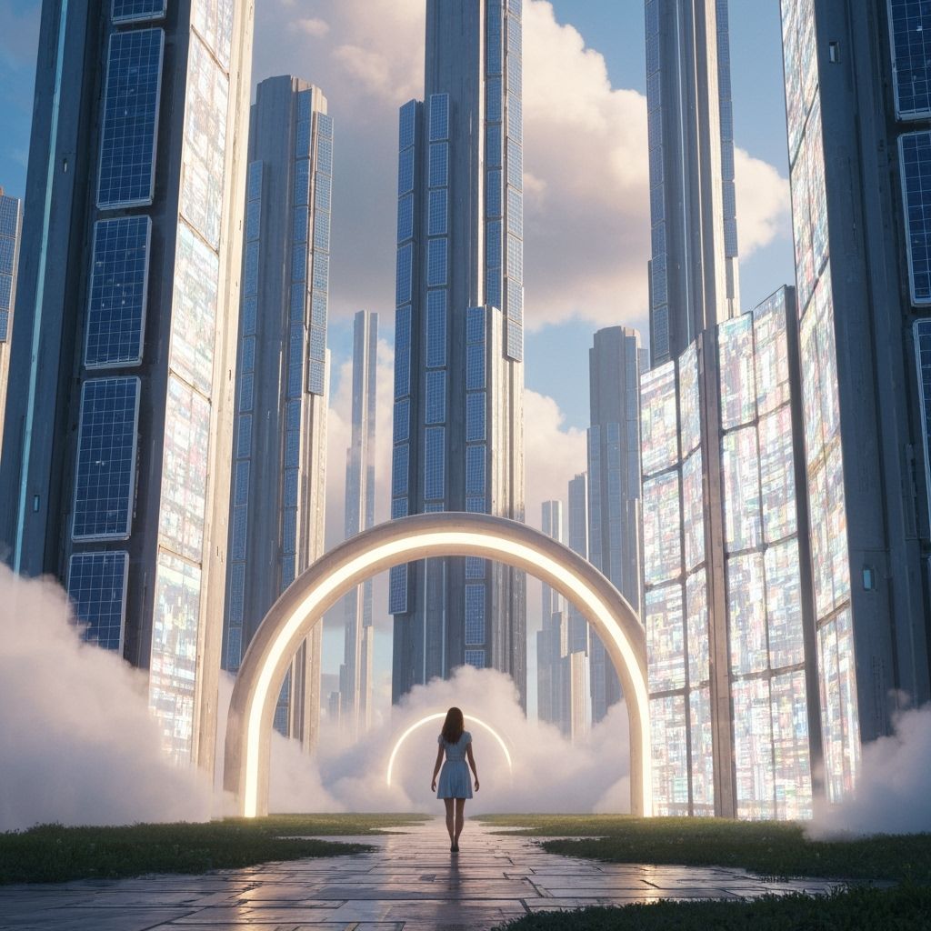 Futuristic Temple Home in Floating City: Zen-Cyber Aesthetic