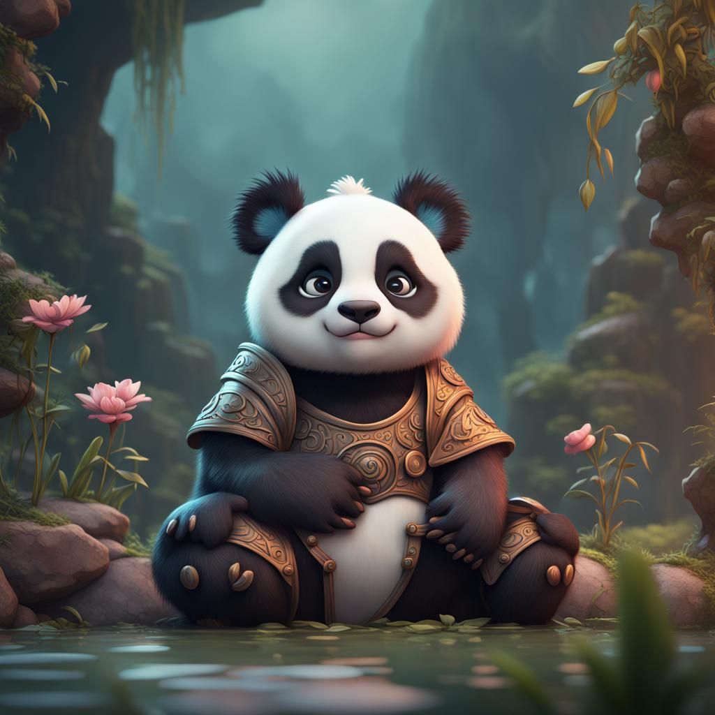 Cute Panda in Detailed Matte Painting