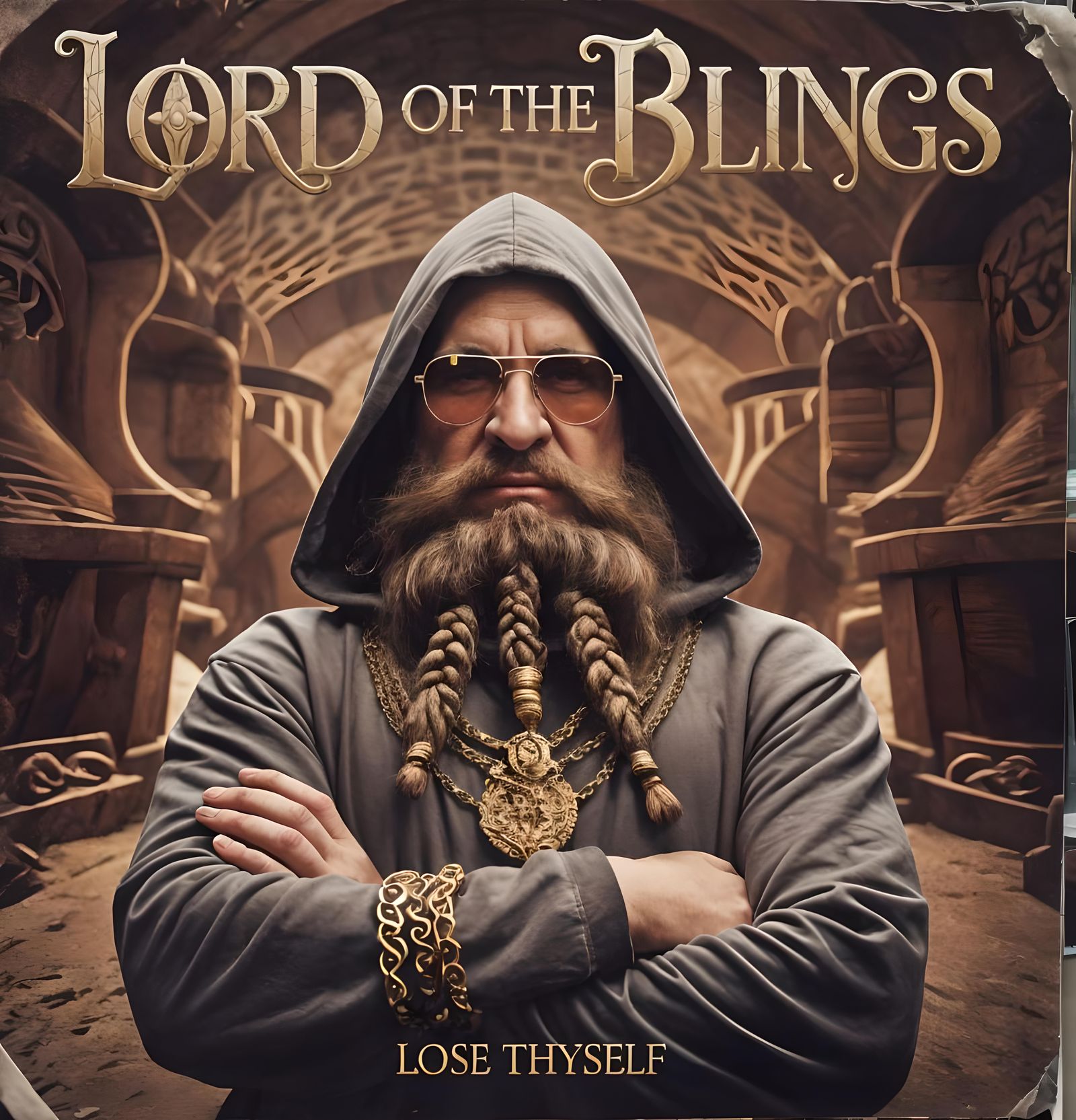 Dwarf Rapper Album Cover in Fantasy Mine