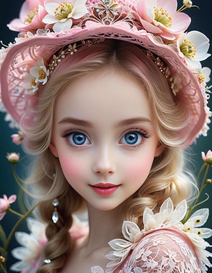 Adorable Princess with Pink Hat Portrait
