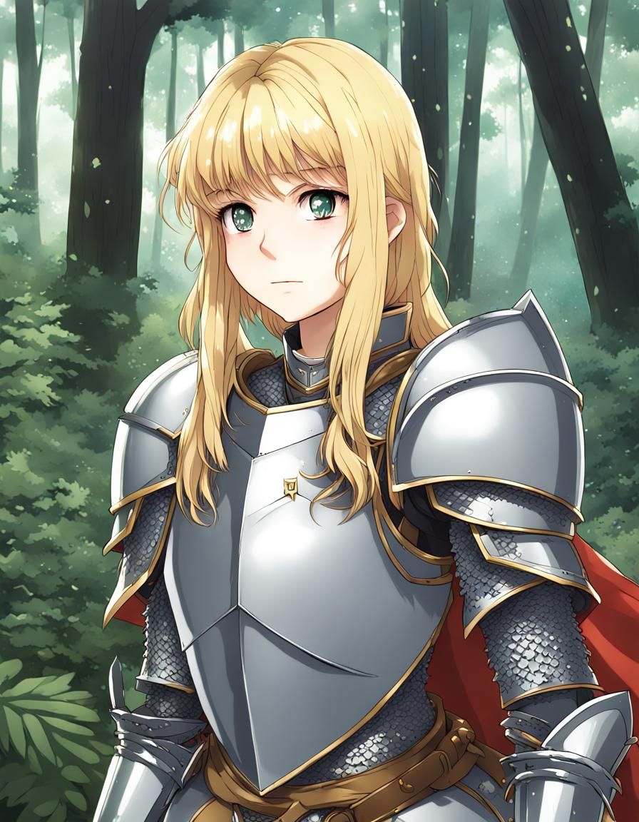 Anime Knight in Forest Armor