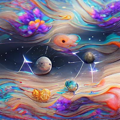 Cosmic Astral Planets and Stars Illustration