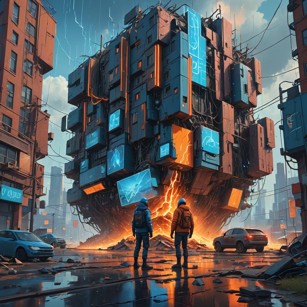 Futuristic Holographic World in a Vibrant Digital Painting