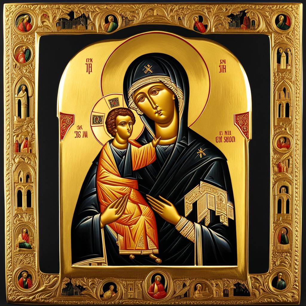 Greek Orthodox Icon in Gold Leaf Style