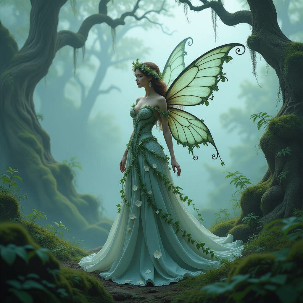Enchanted Woodland Fairy Amidst Storm