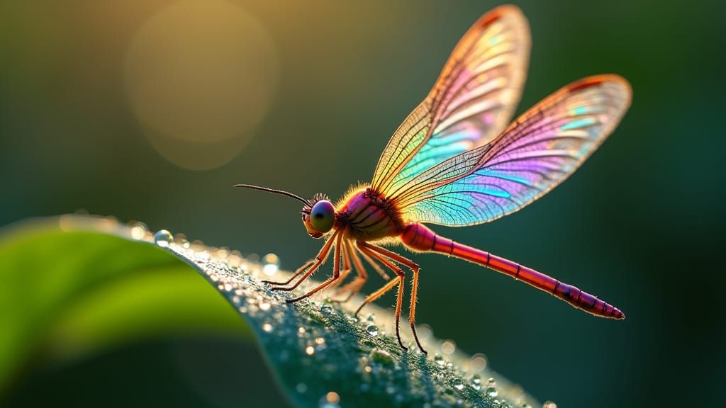 Rainbow Dragonfly Fairy in Hyperrealism Style