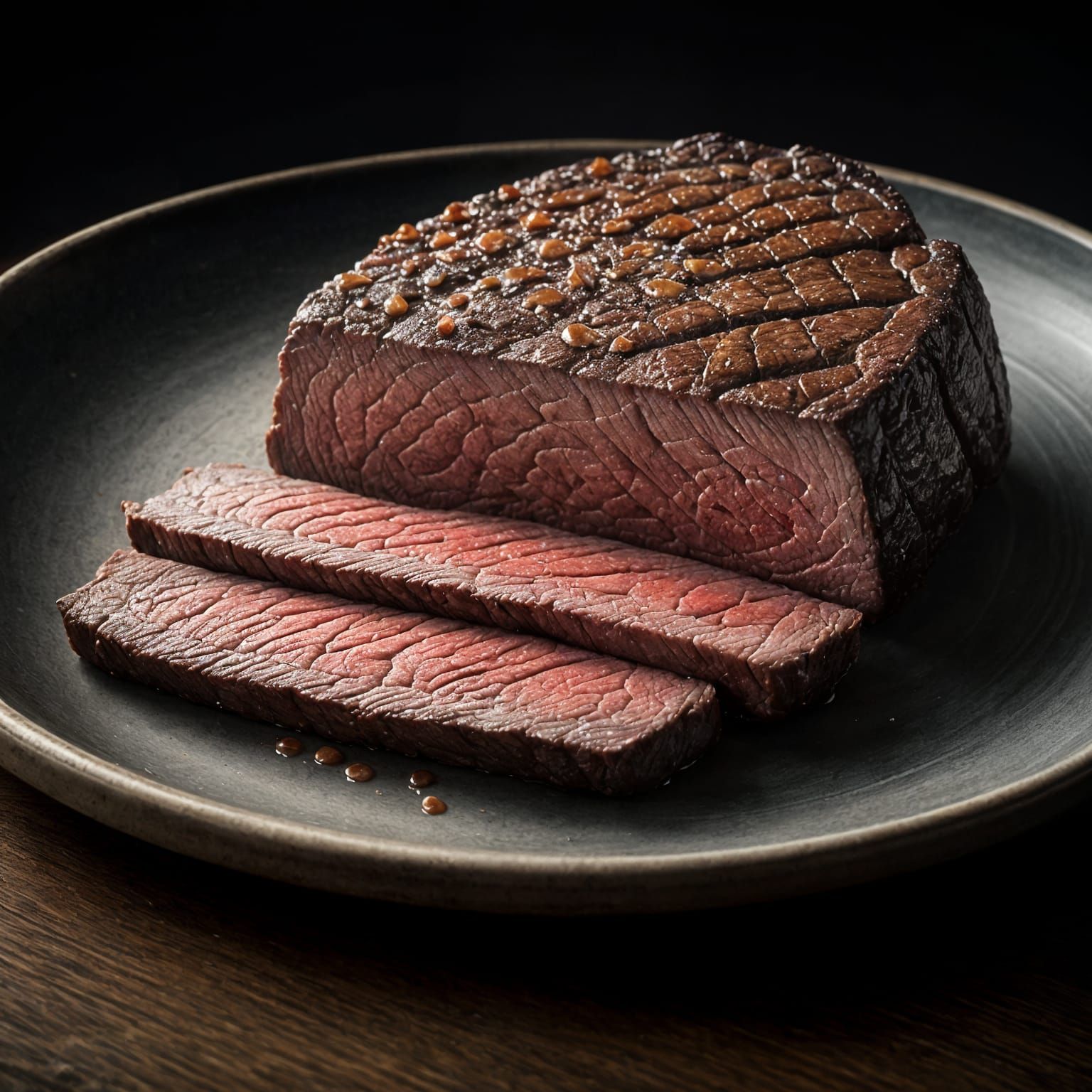 Juicy Steak Close-Up with Red Ink Details