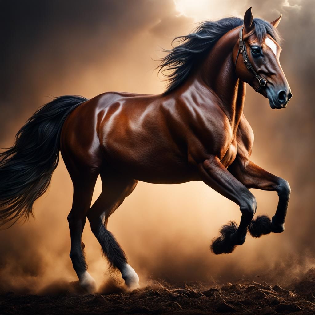 Epic Fantasy Battle Horse in Hyperrealistic Photo
