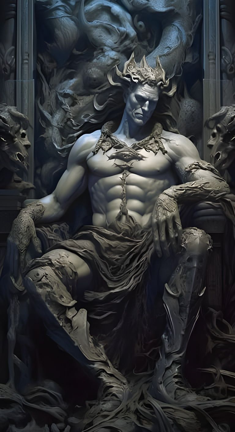 Hades, God of the Underworld in Dark Fantasy Style