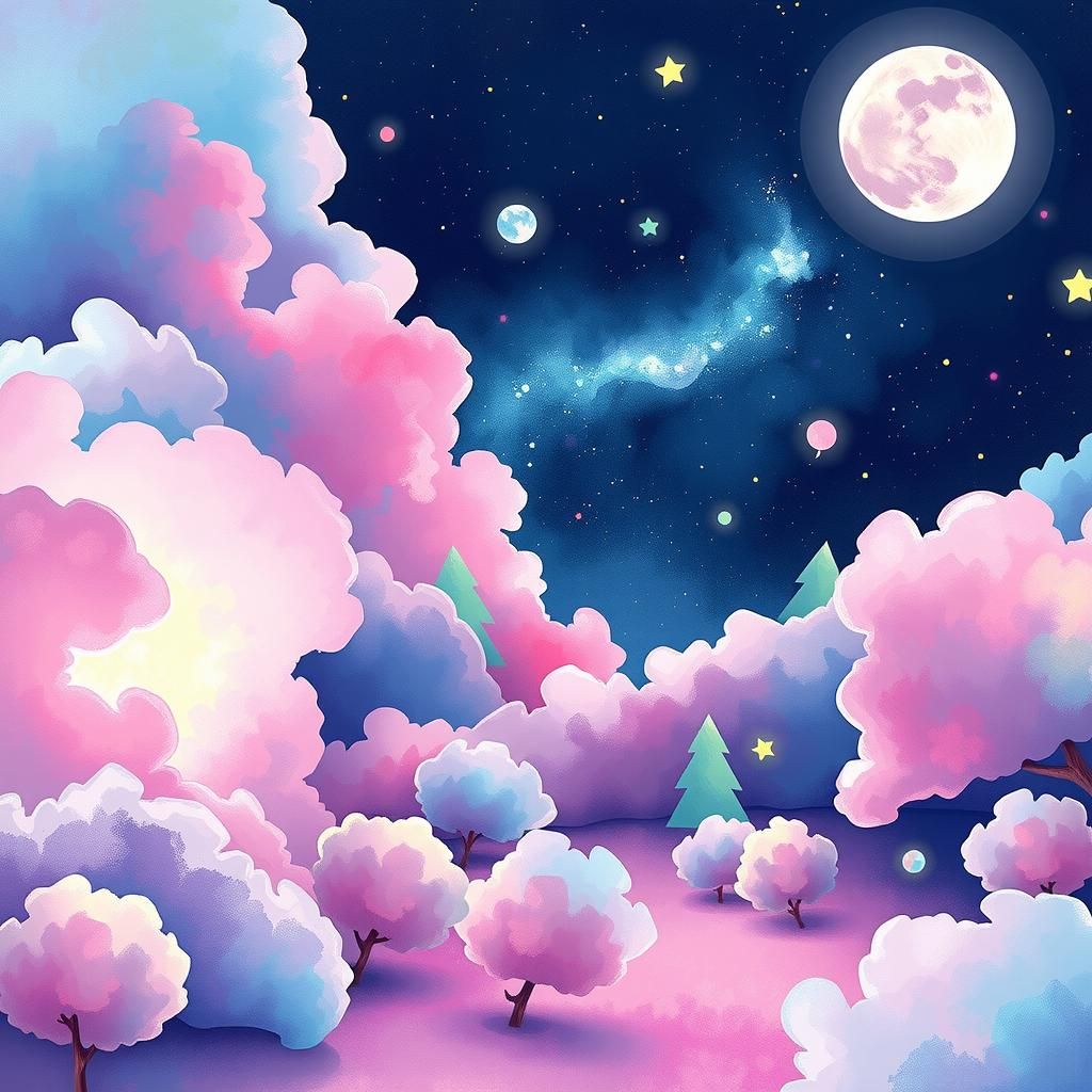Cotton Candy World with Glowing Colors
