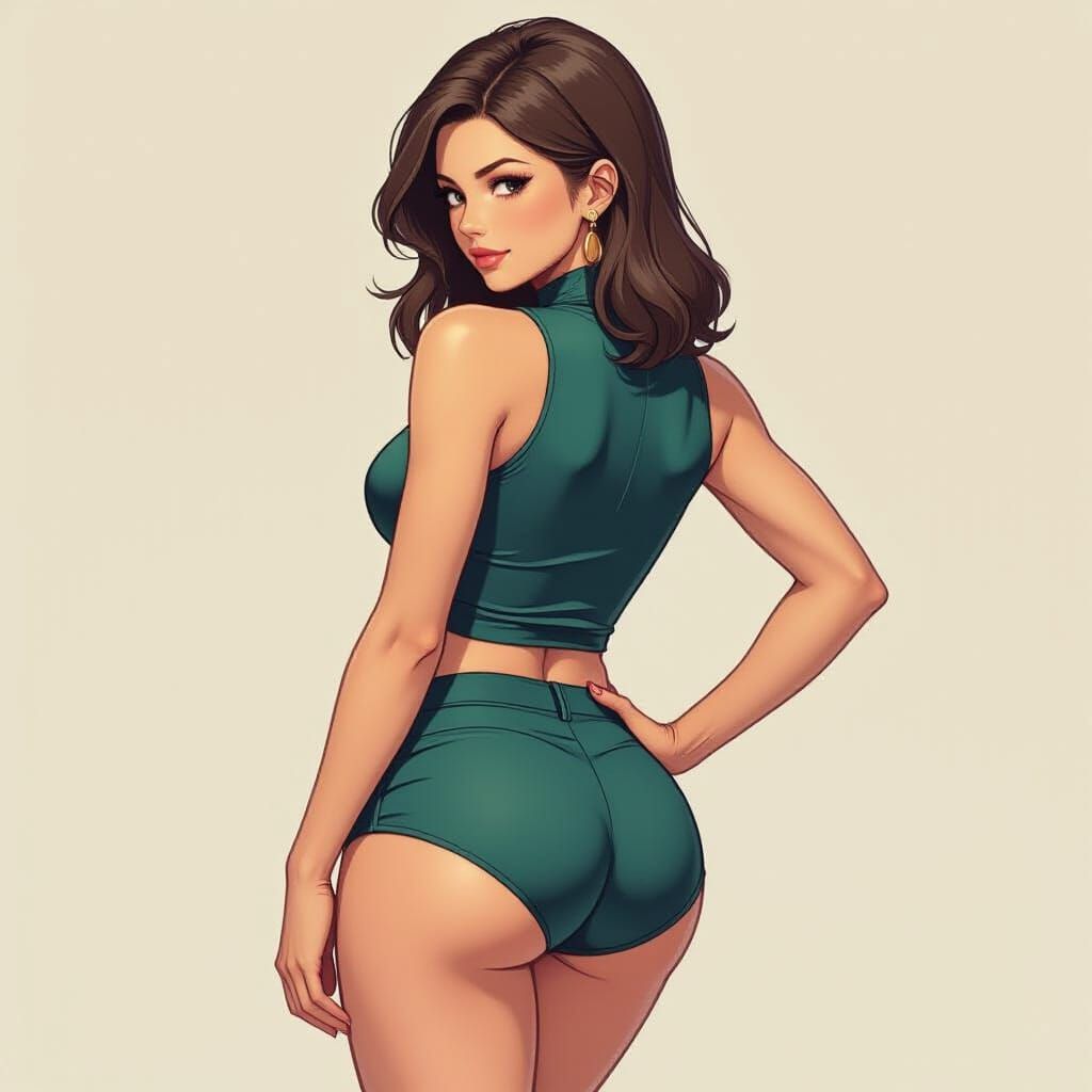 Anime Woman Showcasing Elegant Back Contours