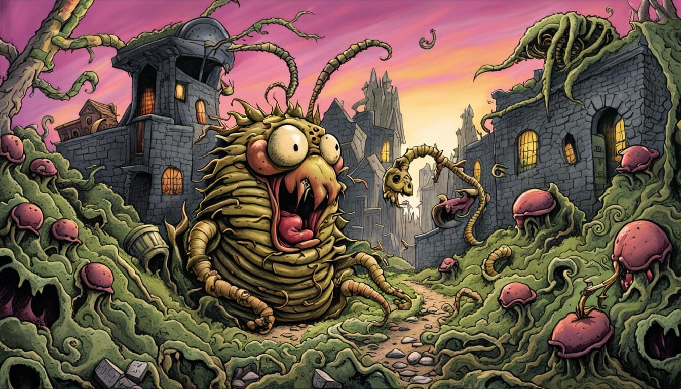 Cartoon Maggot Illustration Inspired by Underground Comix