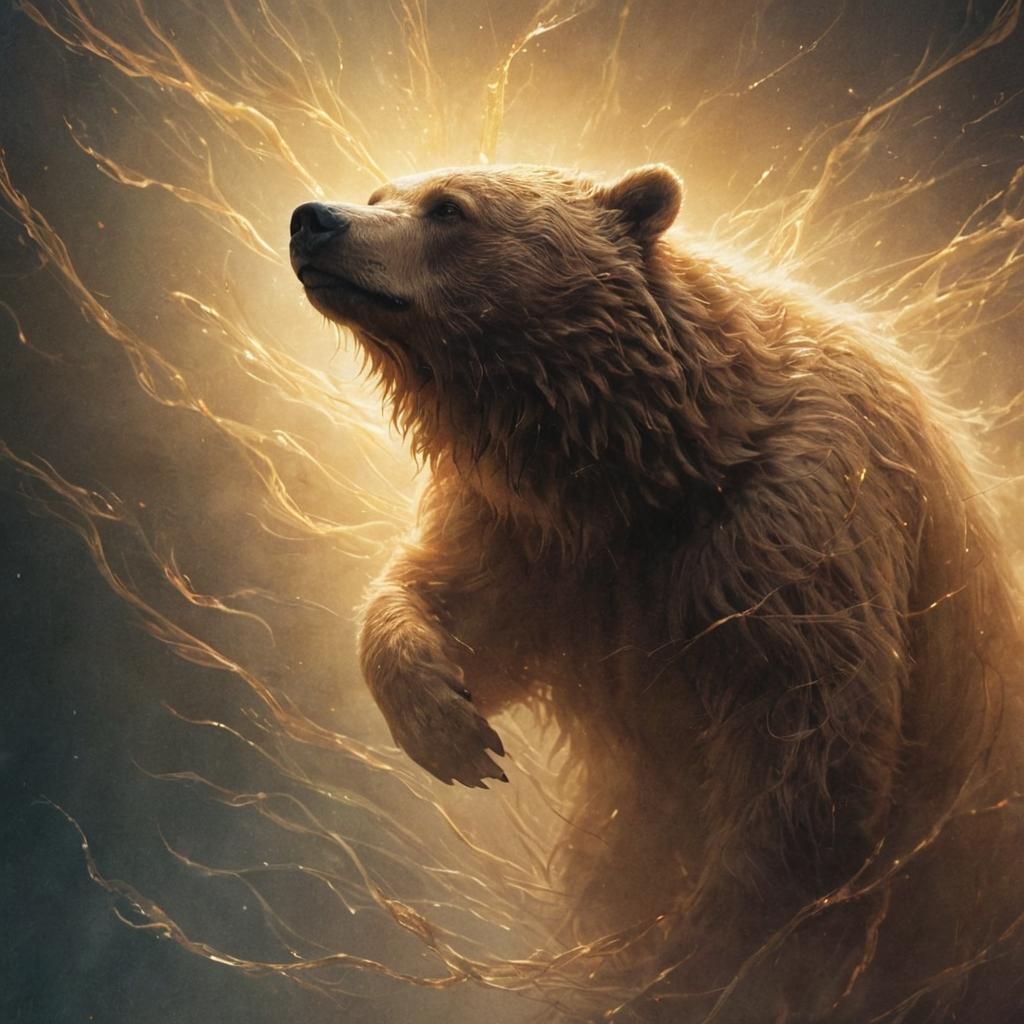 Ghostly Bear Ascending: Ethereal Digital Art