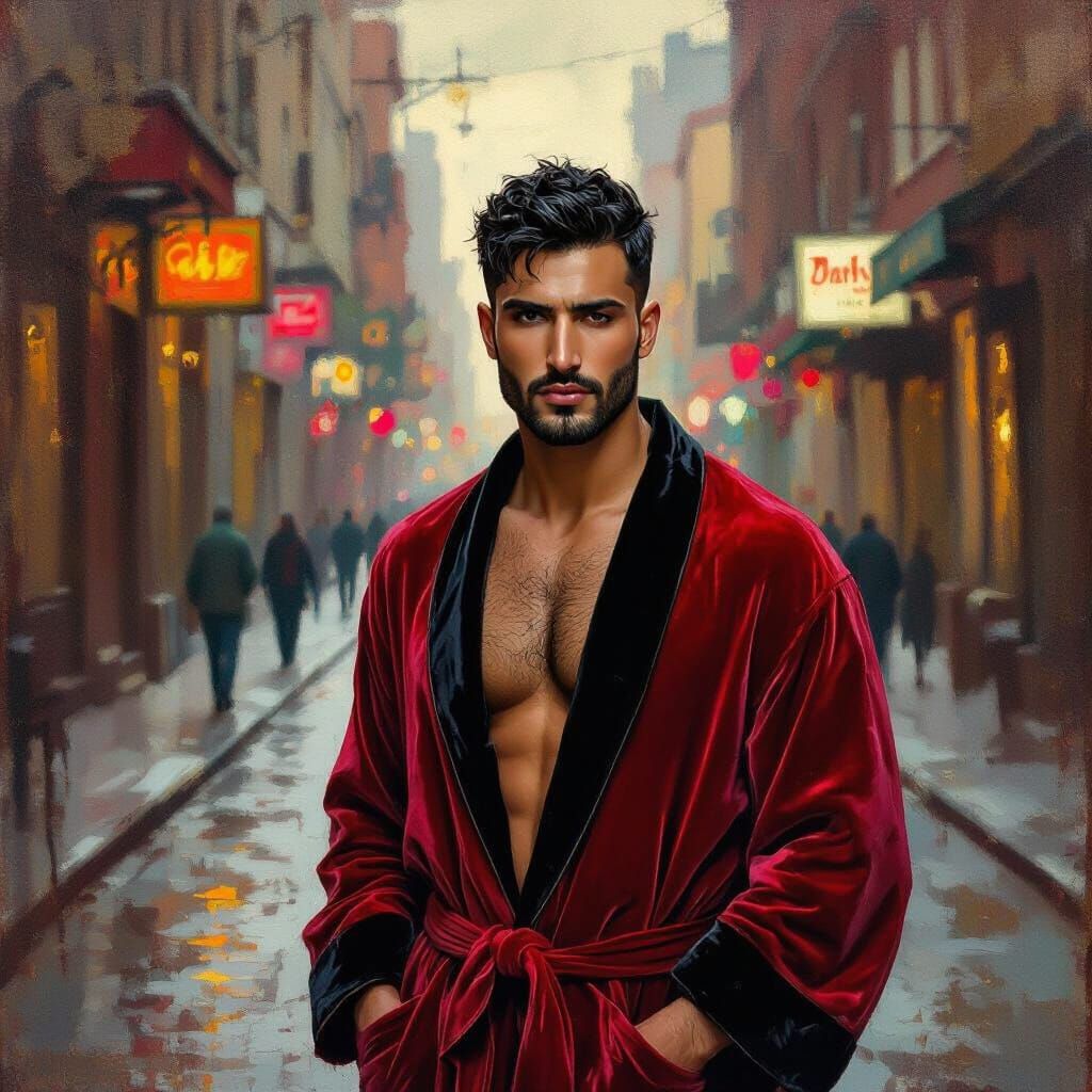 Sad Man in Velvet Robe, Impressionist Portrait