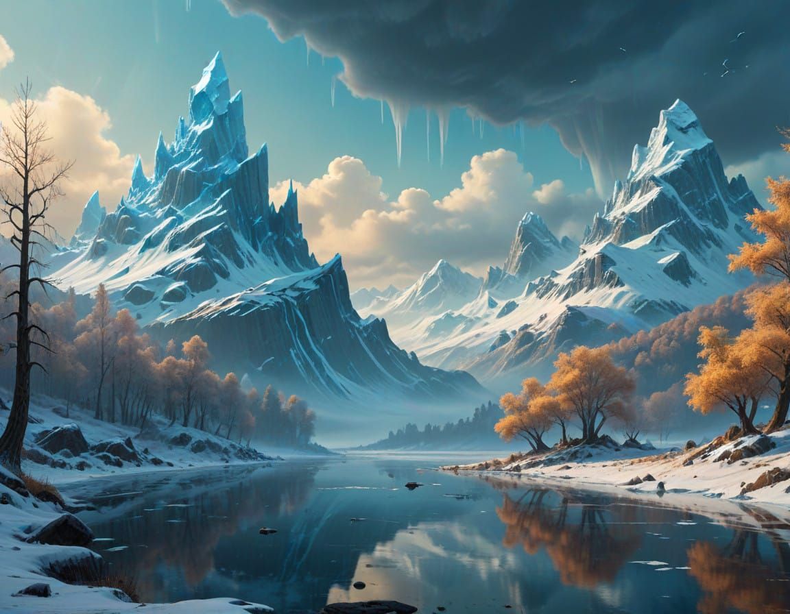Ethereal Winter Landscape in Detailed Matte Painting Style