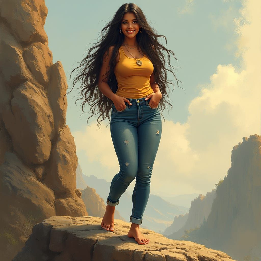 Curvaceous Indian Goddess in Golden Light