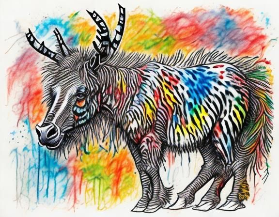 Cartoon Animal Mashup in Crayon Style