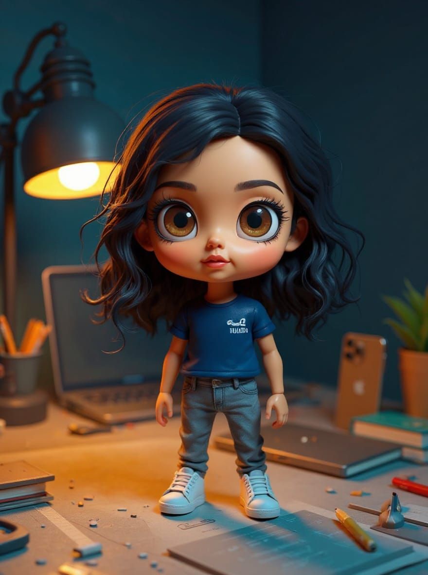 Soraia Santos Figurine on Designer Desk in Chibi Style