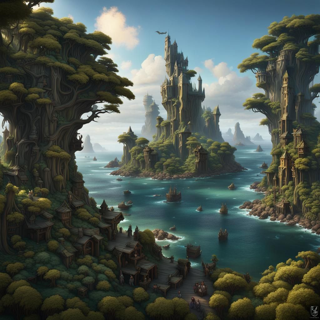 Halfling Island: A Detailed Matte Painting