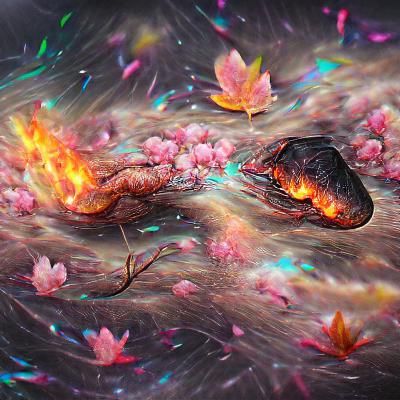 Burning Cherry Blossoms: Holographic Cosmic Illustration