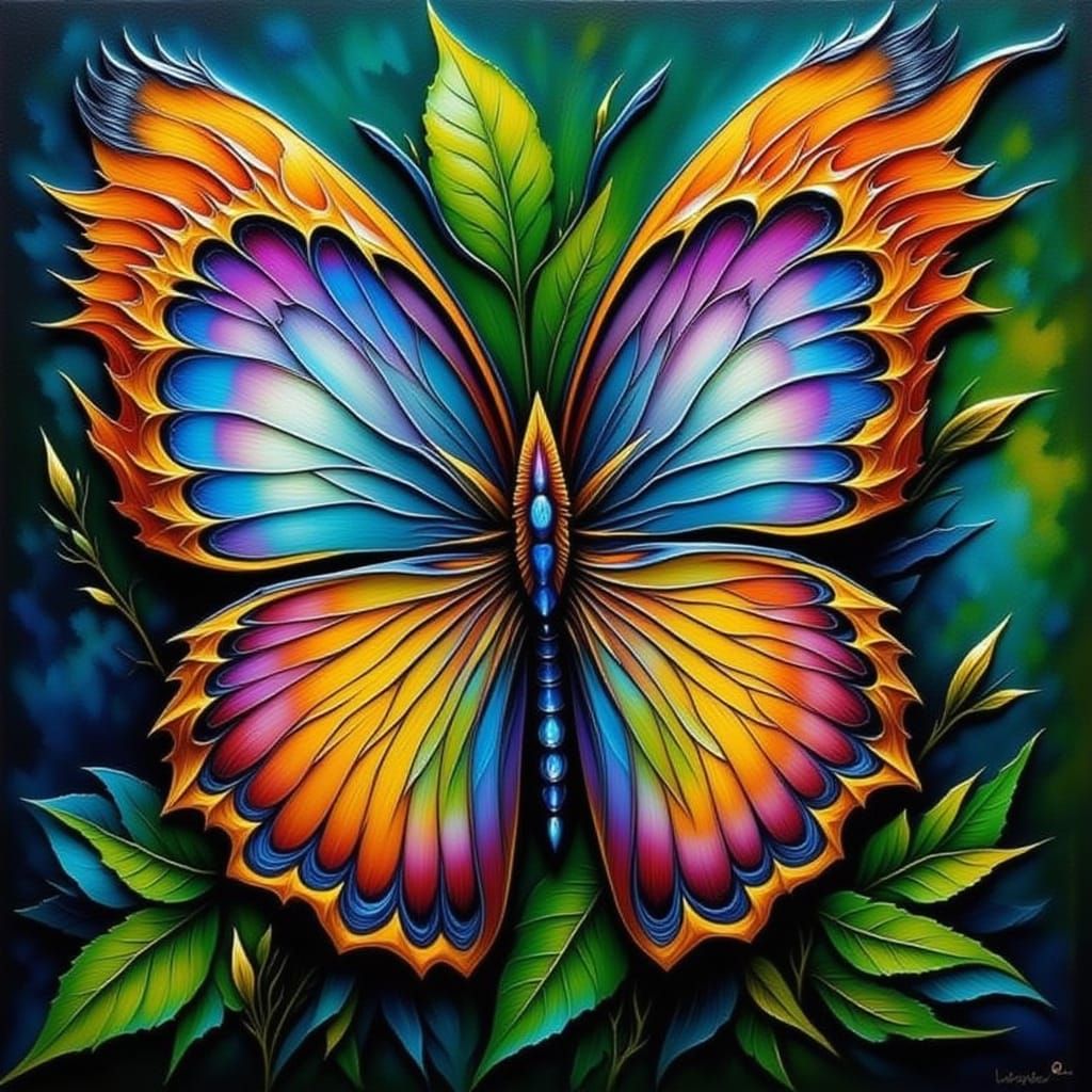 Luminous Butterfly with Multicolored Glowing Wings