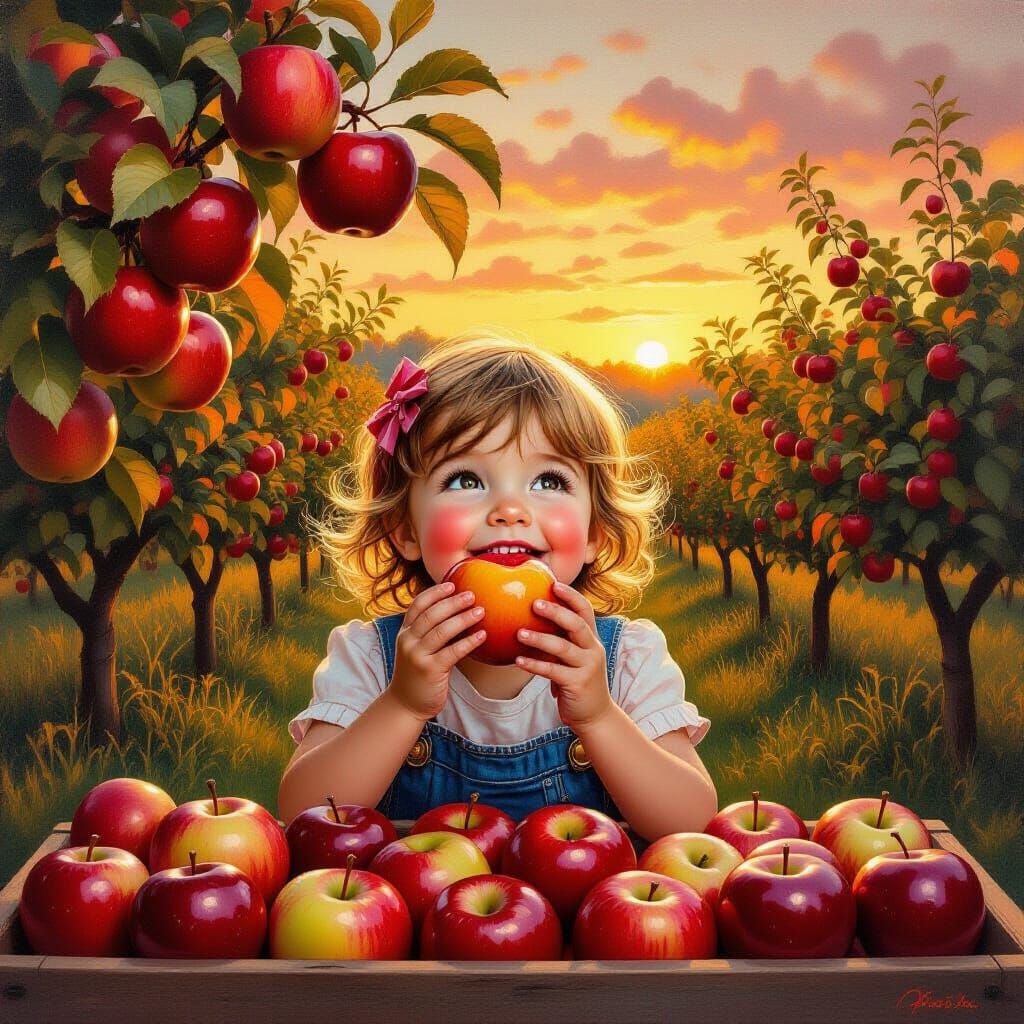 Surreal Child at Apple Farm Dawn