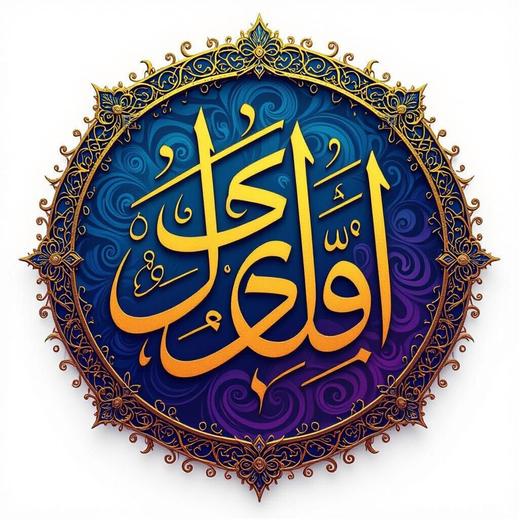 Arabic Calligraphy of Birju Mujahid Dattani with Golden Acce...