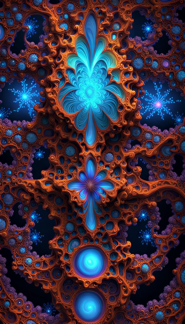 Psychedelic Transformation: Biotic Matter in Neon Fractal Ar...