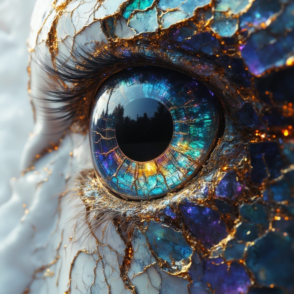 Cosmic Owl Eye Dance in Vibrant Complementary Colors