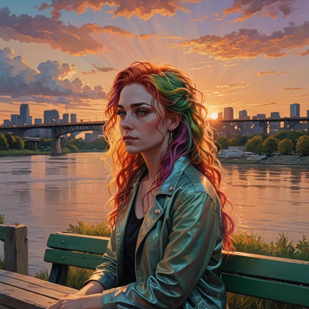 Sunset Portrait of Spark by the River
