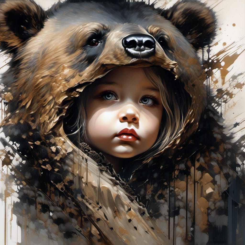 Dramatic Bear Cub Portrait in Gothic Fantasy Style
