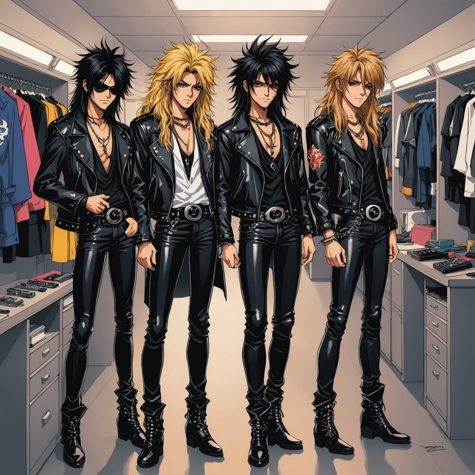 Glam Metal Band Prepares for Show: Anime Style