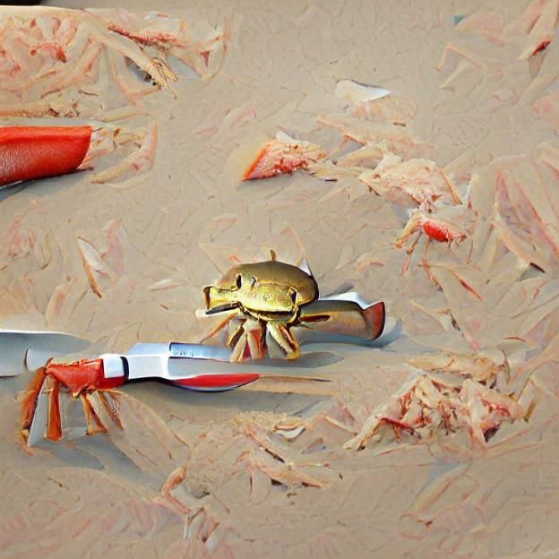 Crab with Knife: Humorous AI-Generated Image