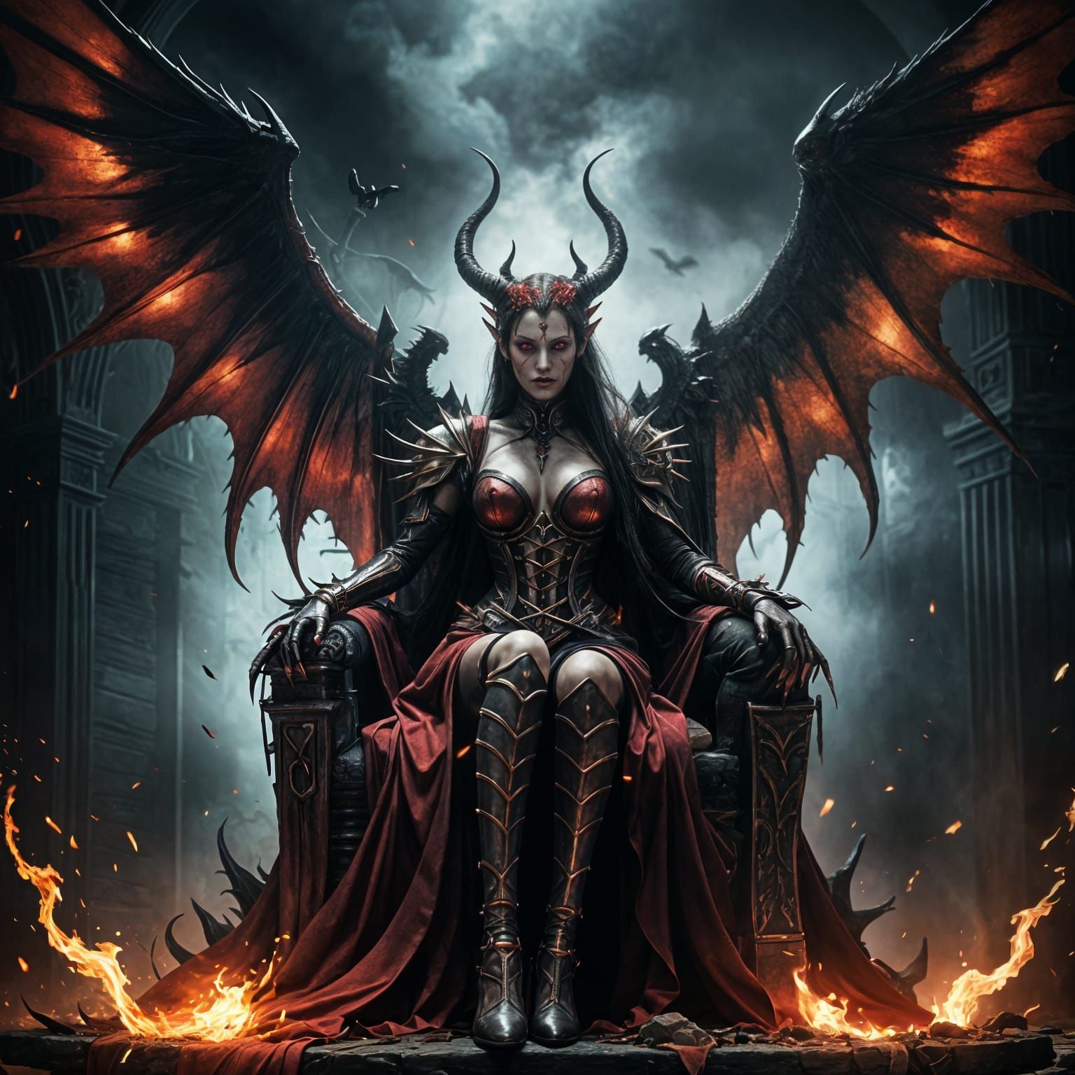 Sultry Demon Queen in Dark Fantasy Art