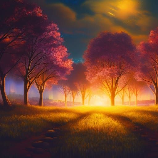 Anime-Style High School Festival Dance Under Night Sky