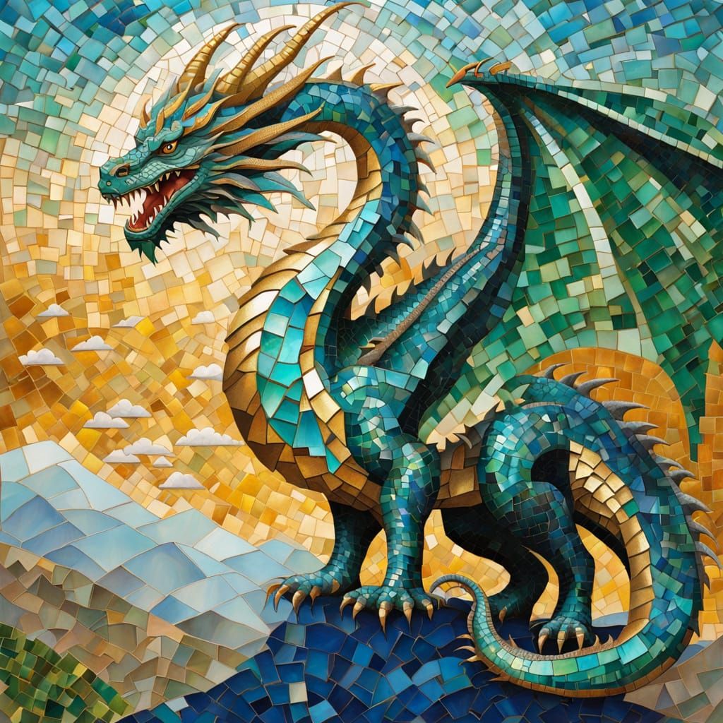 Byzantine Dragon Amidst Majestic Hills