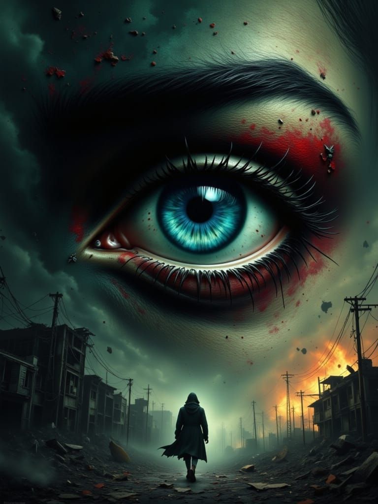 Surreal Dystopian Eye Reflects Apocalypse in a Muted, Earthy...