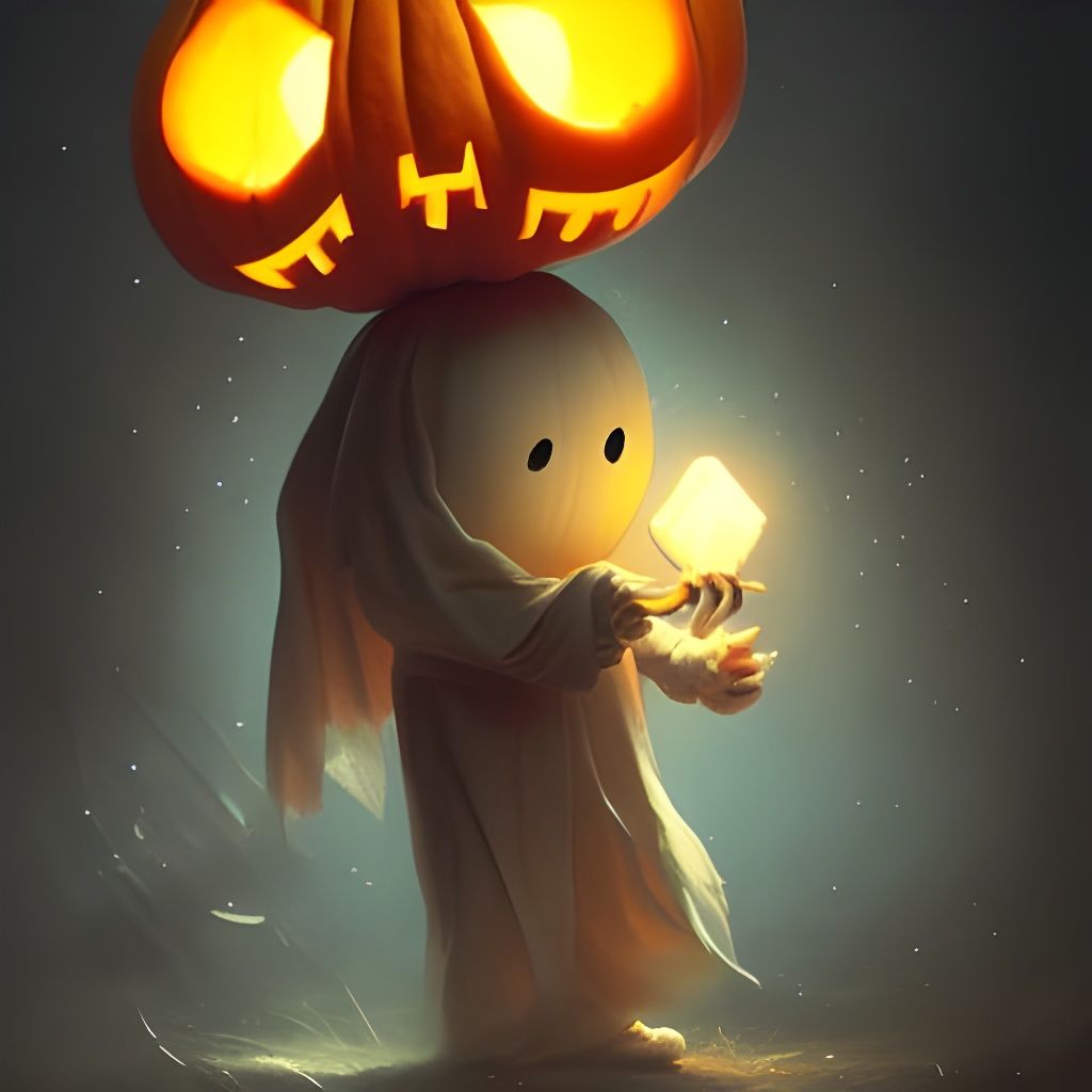 Halloween Peanuts Ghost in Dark Fantasy Style