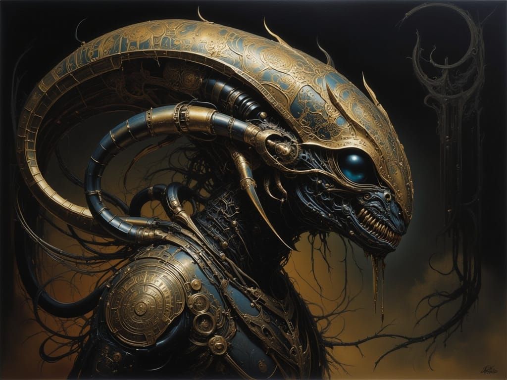 Menacing Alien Warrior in Ornate Armor