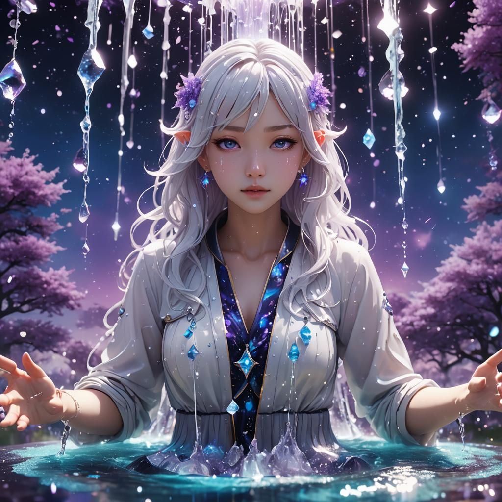 Liquid Galaxy Flows from Crystal Fountain: Anime-Inspired Ar...