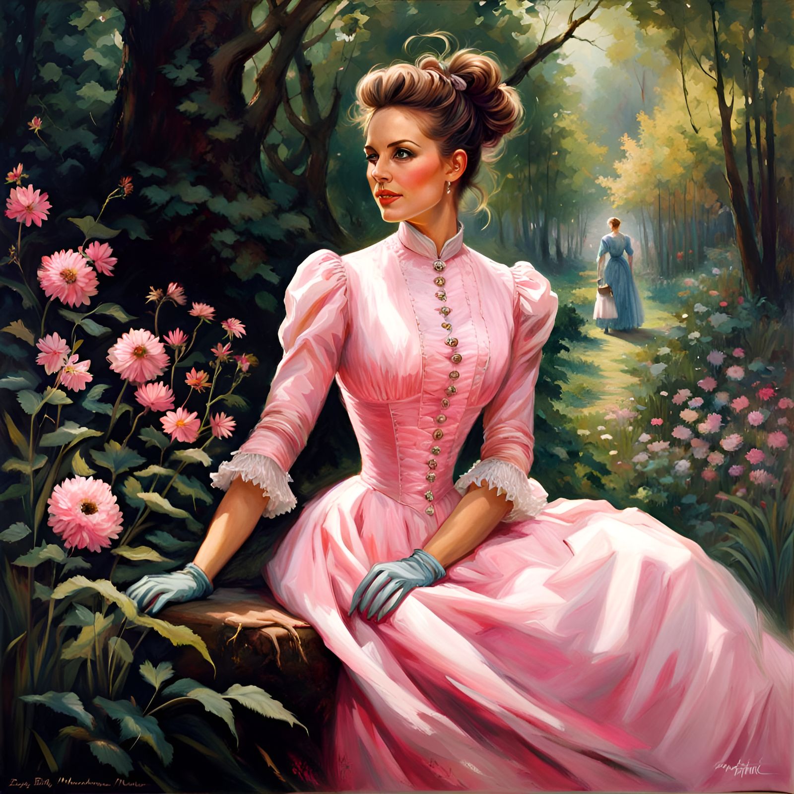 Victorian Beauty in a Mystical Garden