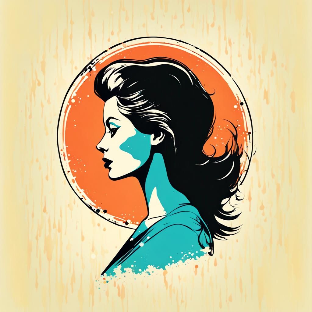 Minimalist T-Shirt Design with Vintage Woman Silhouette