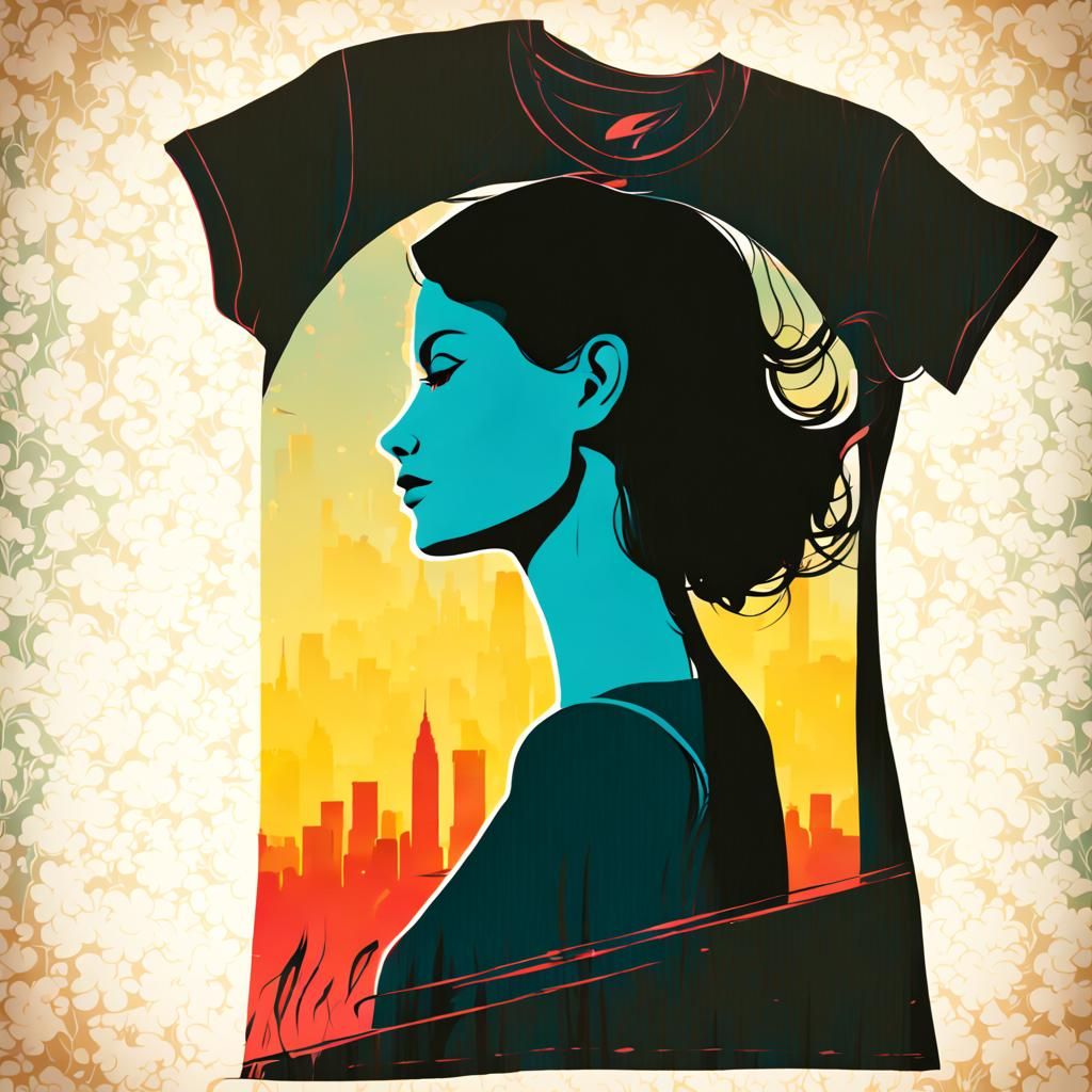 Minimalist T-Shirt Design with Vintage Woman Silhouette