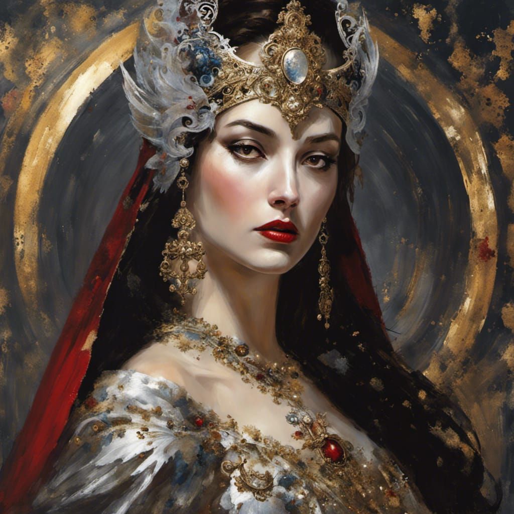 Medieval Lady with Fantasy Mask, Detailed Portrait