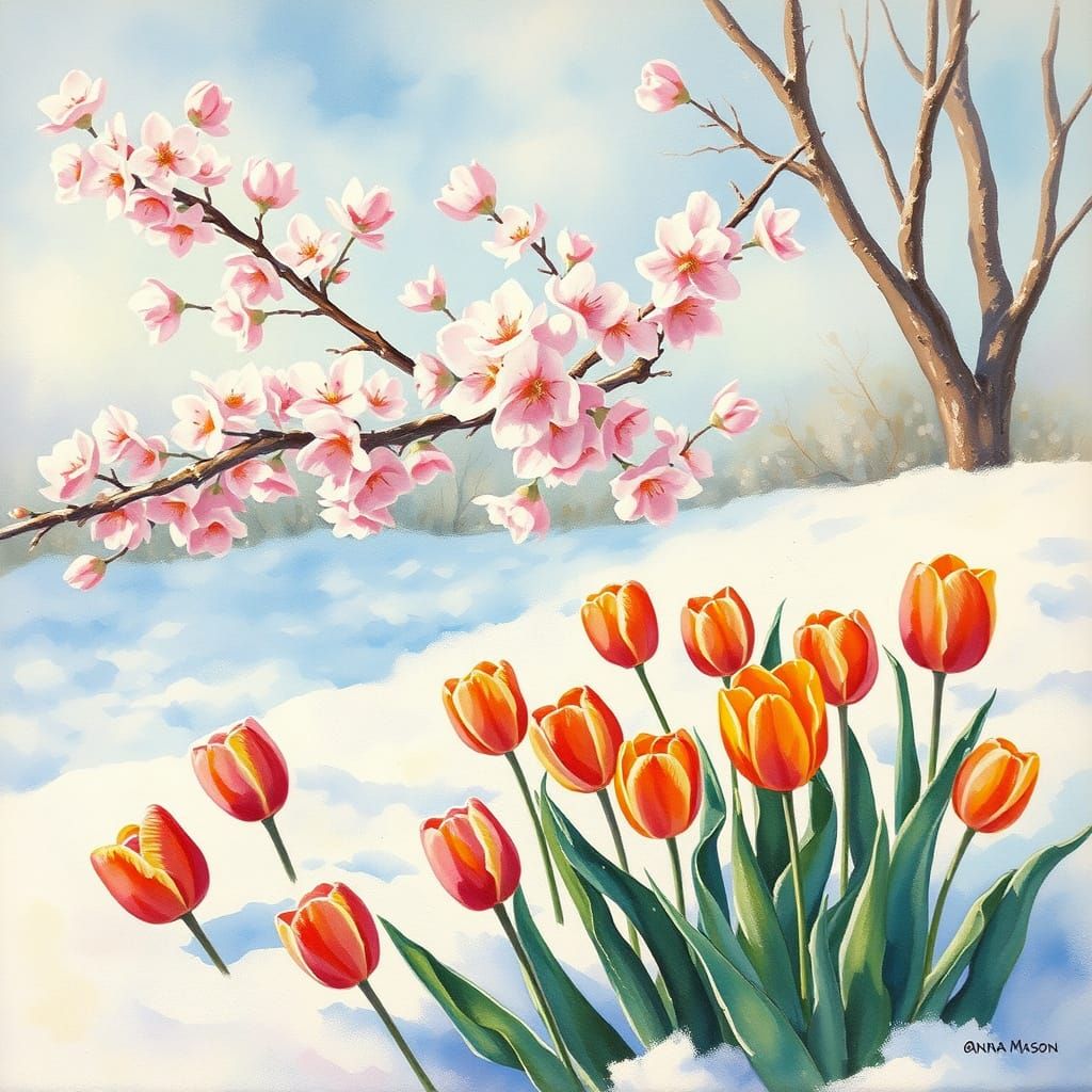 Spring Blooms in Impressionist Style