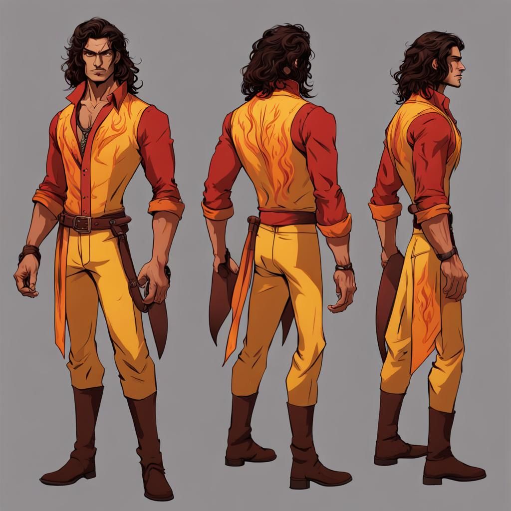 Hellhound Shifter Portrait: Fiery Redhead in Flame Suit