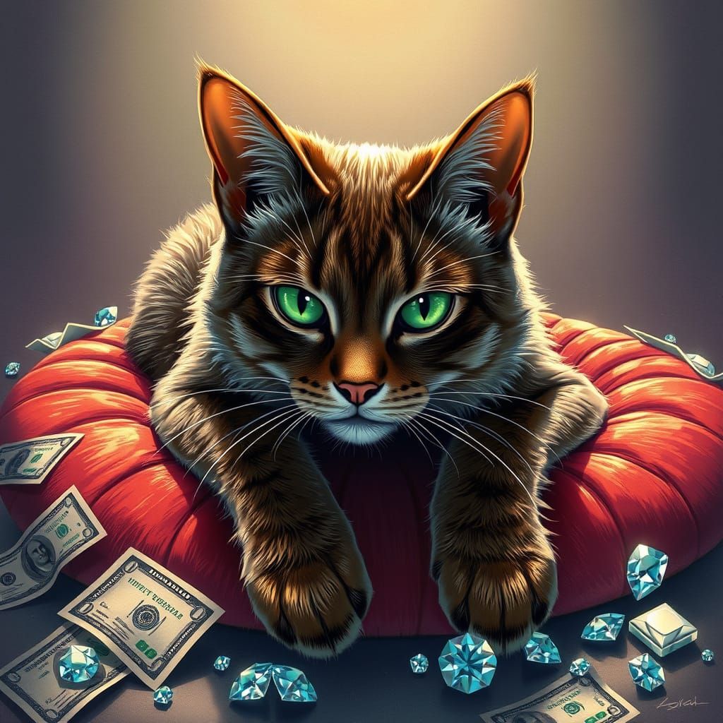 Luxurious Feline in Futuristic Opulence