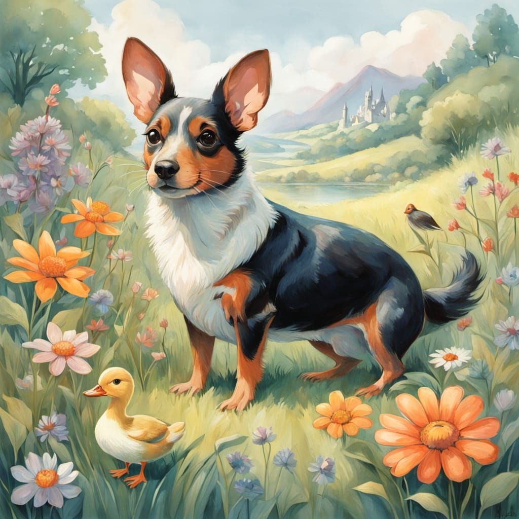 Whimsical Woodland Creatures Gather in a Sunny Meadow